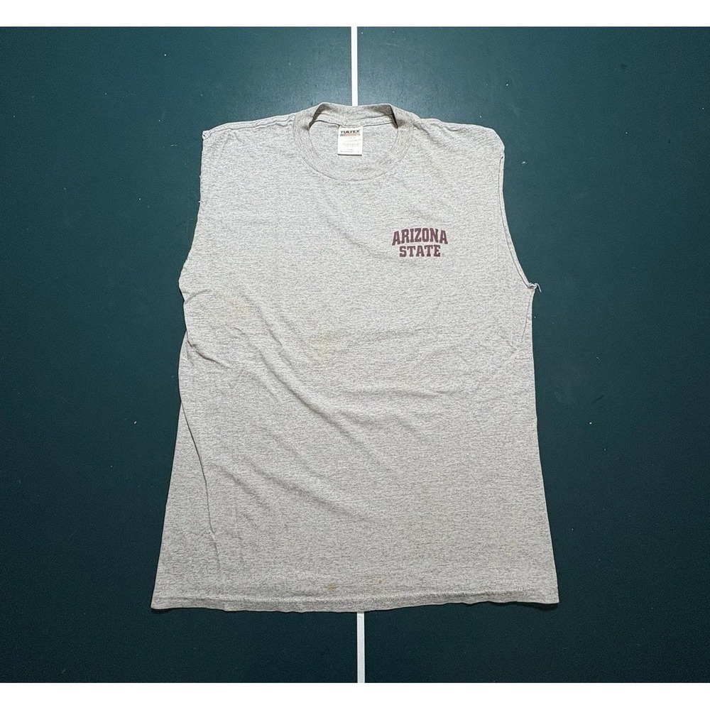 Vintage‎ 90s Arizona State Sun Devils Cut Off Tank top Men's Large Gray Gym